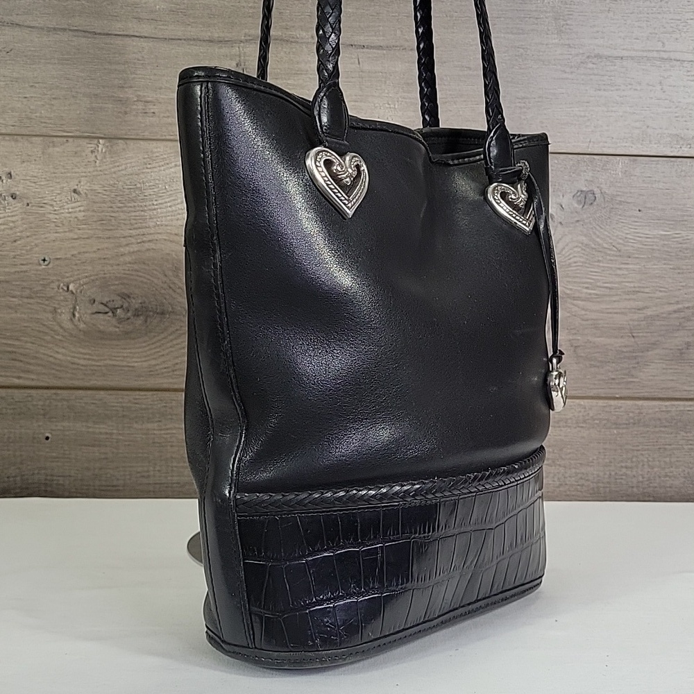Brighton Black Leather Tote Shoulder Bag - Picture 4 of 11